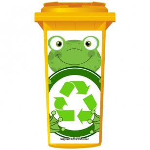 Cute Recycling Frog Wheelie Bin Sticker Panel